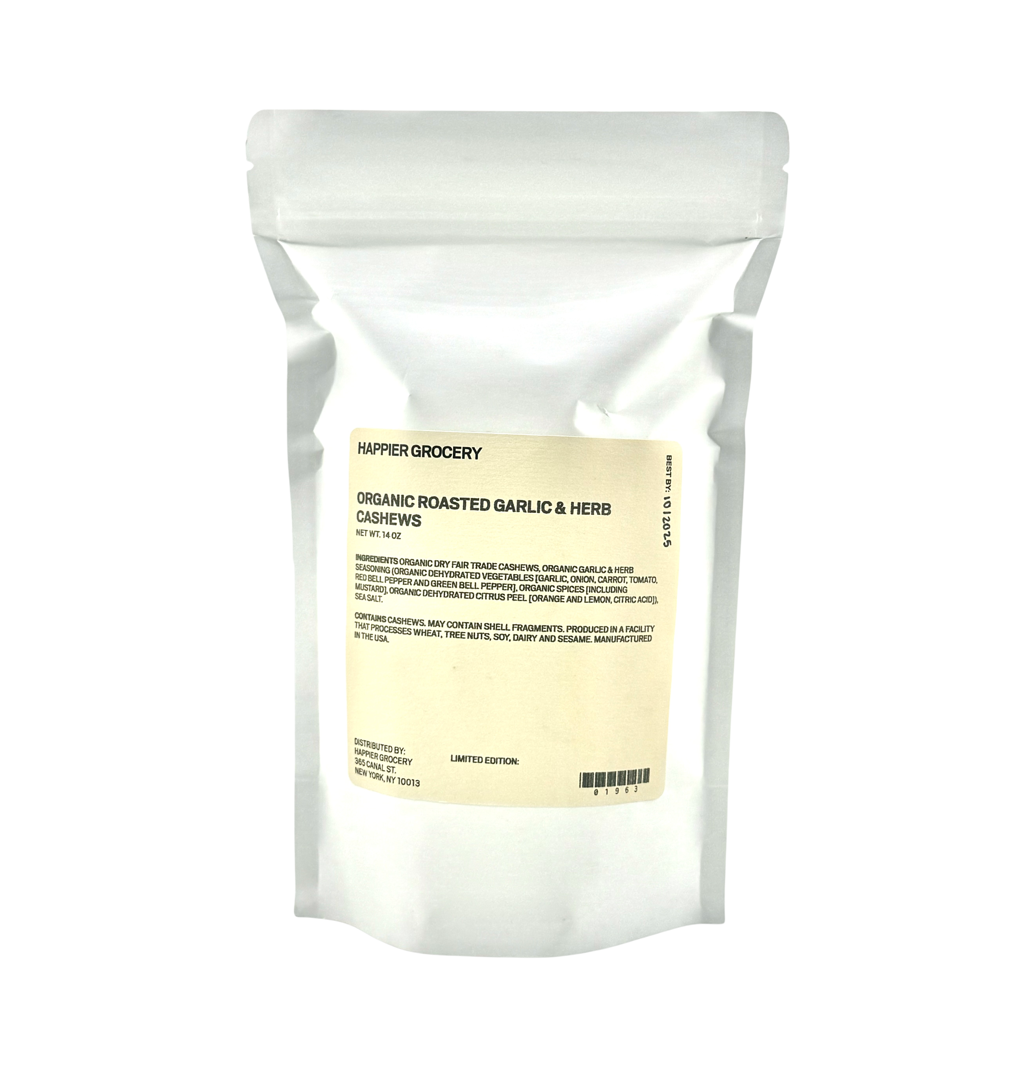 Organic Roasted Garlic & Herb Cashews-14 oz at Happier Grocery