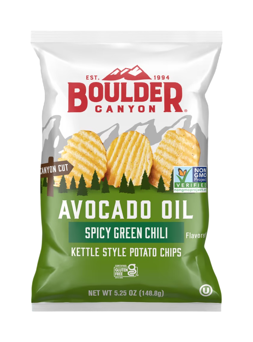 Boulder Canyon Avocado Oil Spicy Green Chili Kettle Chips at Happier Grocery